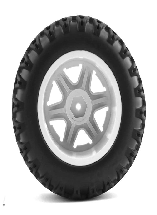 Dantenron 1/16 RC Off Road Truck Tires OD 104mm and Hard Plastic Wheels Rims 12mm Hex 1/10 Rubber Monster Tyres for 1:16 Scale Truck Car MJX Hyper Go H16 16207 16208 16209 16210 4PCS (White) - Image 3